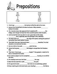 Prepositions Fill In Worksheet Prepositional Phrases Preposition Worksheets Prepositions