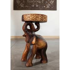 Elephant Chang End Table Monkey Pod Wood End Tables Elephant Decor