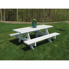 Dura Trel 6 Ft White Vinyl Patio Picnic Table 11114 The Home Depot Plastic Picnic Tables Picnic Table Patio Picnic