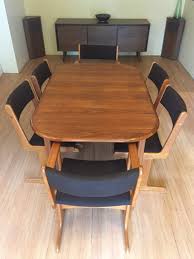 Mid century teak dining chairs $800. Mid Century Modern Teak Dining Set With Dark Chocolate Upholstered Chairs Epoch