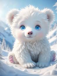 Adorable White Bear in the Snow