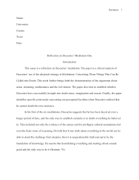 It should reveal the main theme of the. Mla Style Essay Reflection On Descartes