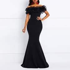 There are affordable party dresses appropriate for every special occasion, so choose the one (or two, or more!) that fits your figure, personality, and social calendar. Women 2020 African Evening Dinner Party Sexy Dress Off Shoulder Ruffles Long Mermaid Elegant Ladies Bodycon Black Maxi Dresses Dresses Aliexpress