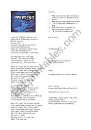 The Offspring Self Esteem Lyrics Analysis Esl Worksheet By Dottel