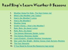 What's the weather like today song lyrics. Read Sing N Learn Laget Av Marianne Ostensen 1 Phonicsphonics 2 The Alphabetthe Alphabet 3 Vowelsvowels 4 Consonantsconsonants 5 Wordswords 6 Numbersnumbers Ppt Download
