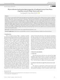Pdf Physicochemical And Antioxidant Properties Of Methanol Extract From Maca Lepidium Meyenii Walp Leaves And Roots