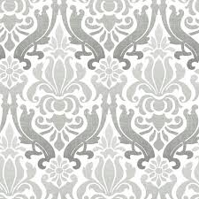Adele light grey damask wallpaper. Nuwallpaper Nouveau Damask Wallpaper Grey Nu1827 Rona