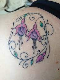 My Tattoo Two Fuschias On Shoulder In Memory Of My Nan Tattoo Flowers Tattoos Flower Tattoo Fuchsia Flower