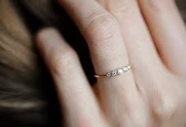 This Simple And Perfect Collection Of Five Diamonds Delicate Engagement Ring Simple Engagement Rings Diamond Engagement Ring Simple