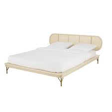 We offer twin, full/queen and king sizes. 160x200cm Bed In Solid Pine And Cane Woven Rattan Solstice Maisons Du Monde