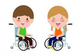 cute disabled kids sitting in a wheelchair handicapped person colorful flat style cartoon retro cartoons charity activities cartoon