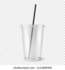 Plastic cup with straw outline. Cup With Straw Icon In Ios Style