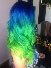 It's what your girlfriend calls ombre. Blue Green Neon Aqua Hair Color Ombre Melt Green Hair Ombre Aqua Hair Color Blue Green Hair