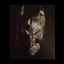 White Charcoal On Black Paper Batman Charcoal Drawing Batman Drawing Chalk Art Drawings