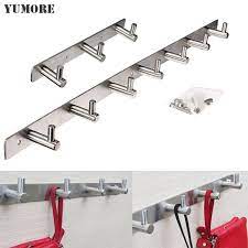 Stainless Steel Stick 3 4 5 6 7 8 Hooks Coat Hat Clothes Robe Holder Rack Hook Wall Hanger Coat Hooks Wall Mounte Coat Hooks Wall Mounted Hook Wall Wall Hanger