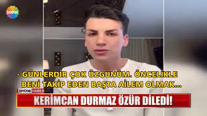 Kerimcan durmaz kısa süre sonra videoyu sosyal medya hesabından kaldırdı. Kerimcan Durmaz Ozur Diledi Youtube