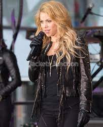 Shakira Studded Fringe Black Leather Jacket Leather Jacket Black Leather Jacket Jet Black Color