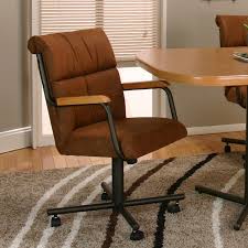 Nowadays, office chairs with wheels, or casters, are very common. Cramco Inc Landon 8325 07 08 Dining Arm Chair With Casters Corner Furniture Dining Chair With Casters