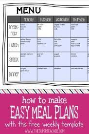 Make Easy Meal Plans With This Free Weekly Template The Super Teacher Easy Meal Plans Daycare Lunch Menu Meal Planning Template