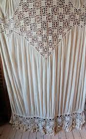 antique french crochet curtain drape crocheted window curtain drapery handmade crocheted lace long w fringes tassels bobbles dantel perde perdeler
