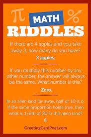 Math Riddles For The Best And Brightest And Those Who Want To Be Math Riddles Math Riddles With Answers Math Riddles Brain Teasers