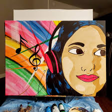 My daughter asked me to do A painting for her room, her room is Turquoise  and Gold so this is what I came up with. 🖌🧮