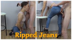 MILF Ass in Ripped Jeans gets a Hard Fuck: Russian Porn by FapHouse