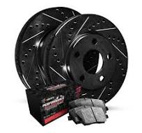 R1 Concepts Drilled and Slotted Black Disc Brake Rotor Set with Off-Road/Tow Brake Pads