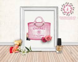The following is the top 10 chanel wall art pink by our suggestions choose the frame color, width & mat sizes that work with your decor for the perfect look in your home! Chanel Pink Purse Bag No 5 Perfume Watercolor Printable Wall Art Fashi Pink Forest Cafe
