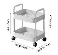 2-Tier Plastic Rolling Utility Cart with Handle, Multi-Functional Storage Trolley for Office, Living Room, Laundry, Bathroom, Kitchen, Movable Storage ...