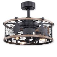 The copper canyon craftsman western ceiling fan comes in a dark bronze finish. Vaxcel Kodiak Caged Drum Ceiling Fan F0068 Rustic Farmhouse Palmfanstore Com