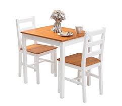 Yakoe Solid Pine Dining Table Plus 2 Chairs Set Wood White Honey 75 X 60 X 73 Cm 67 99 Pine Dining Table Table Chair Set