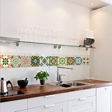 Extsud Adesivi Per Piastrelle Stile Mediterraneo Wall Stickers Da Mattonelle Parete In Pvc Impermeabile Autoadesivo Dec Kuchendesign Haus Deko Badezimmer Dekor