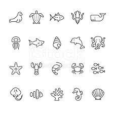Sea Life And Ocean Animals Related Vector Icons Animal Tattoos Ocean Tattoos Cute Tattoos