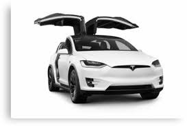 White Tesla X Luxury Suv Electric Car With Open Falcon Wing Doors Art Photo Print Canvas Print By Awenartprints In 2020 Luxury Suv Tesla X Tesla
