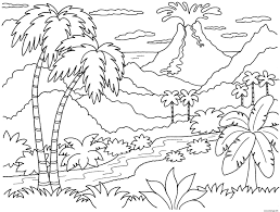 Coloriage Nature Paysage Volcan A Imprimer Coloring Pages Nature Beach Coloring Pages Coloring Pages To Print