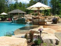 Holland Swimming Pool Outdoor Kitchen Cabana And Slide Signature Outdoor Concepts Outdoor Backyard Swimming Pools Outdoor