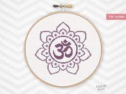 Original artwork by dorothy a. Purple Om Flower Counted Cross Stitch Pattern Zen Meditation Home Decor Xstitch Gif Easy Aum Lotus Mandala Symb Nahmuster Kreuzstichmuster Kleiner Kreuzstich