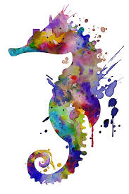 Colorful Seahorse Silhouette By Marian Voicu Colorful Seahorse Seahorse Painting Seahorse Art