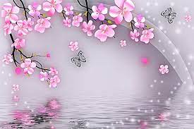Pink Decoration Design Floral Background Carta Da Parati A Fiori Parete Murale Murale