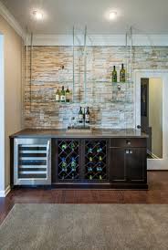 Create A Dynamic Home Bar With Floating Glass Shelves That Contrast The Light Stone Accent Wall Glass Shelves In Bathroom Glass Shelves Floating Glass Shelves