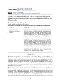 Contoh soal open ended matematika smp kelas 8. Contoh Soal Open Ended Matematika Smp Kelas 8 Berbagi Contoh Soal