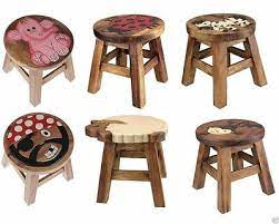 Wooden chairs never go out of style. Kids Wooden Step Stool Brown Solid Wood Chair Seat Hand Painted Animal Design Ebay