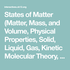 States Of Matter Matter Mass And Volume Physical Properties Solid Liquid Gas Kinetic Molecular Theory A States Of Matter Chemistry Physical Properties