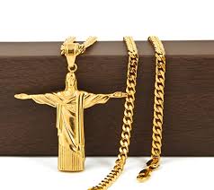 Choose your own gold color in white, yellow, rose gold or black rhodium plating. Brazil Rio De Janeiro Necklace Jesus Christ Chain Christ The Redeemer Gold Diamond Shop