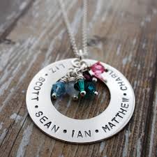 La mere de la perle necklace. Birth Stone Eternity Necklace Sterling Silver Grandmother Pendant With Names And Swarovski Birthstone Crystals Gifts For Mom