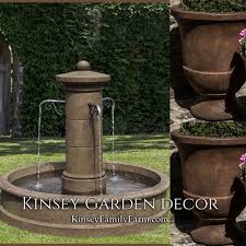 Kinsey Garden Decor Large Avignon Outdoor Water Fountain Urn Planters Set Cast Stone Concrete Ceme Diy Garden Fountains Water Fountain Water Fountains Outdoor