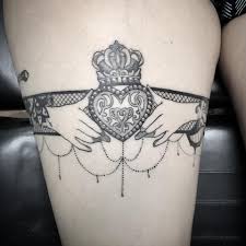 There are many places to get a garter belt tattoo and i want to help you find the best image ideas so. Black Grey Garter Belt With Claddagh Carved Ink Studio Facebook