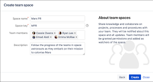 Silahkan ikuti panduan singkat berikut ini : Create The Team S Pr Space Confluence Data Center And Server 7 12 Atlassian Documentation