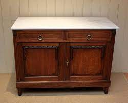 Crafted of laminated solid oak wood; Solid Oak Marble Top Side Cabinet Antiques Atlas
